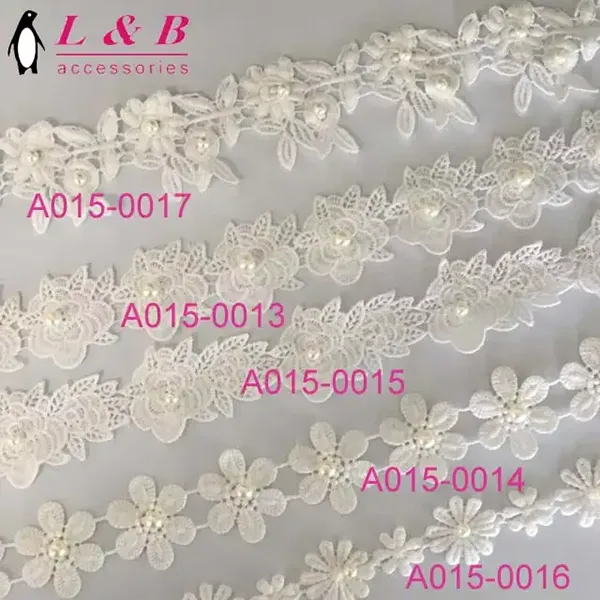 Multicolor Embroidered Lace With 3d Mesh Flowers Ribbon Beaded Tube Barcode Embroidery Lace