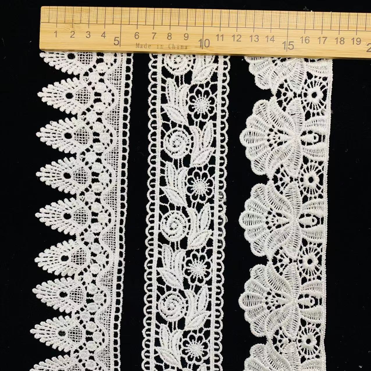 Custom Polyester Lace Narrow Embroidery Lace Trim Multi Color