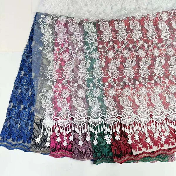 Велепродаја прелепе 3Д цветне перле, јефтине текстилне тканине за везење, швајцарске вуне чипке 2021